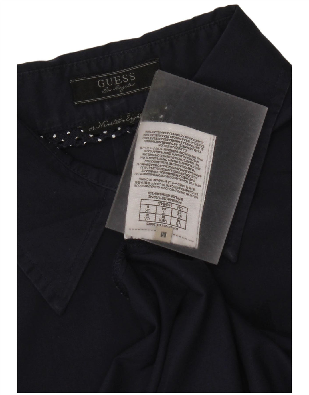 Camicia a maniche corte da donna Guess UK 8 Small in cotone blu navy