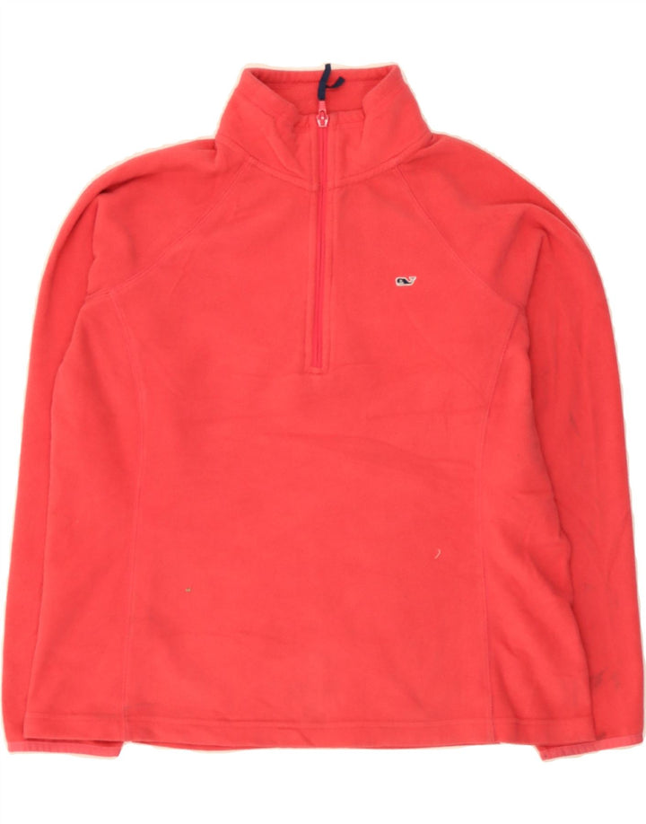 VINEYARD VINES Womens Zip Neck Fleece Jumper UK 16 Large Pink Polyester Vintage Vineyard Vines and Second-Hand Vineyard Vines from Messina Hembry 
