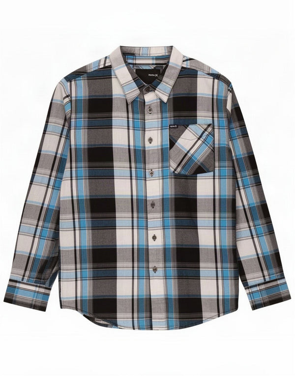Hurley Camicia in flanella da bambino 15-16 anni Large Blu a quadri in cotone