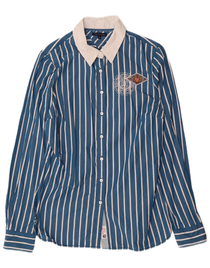 TOMMY HILFIGER Camicia da donna US 10 Cotone a righe grandi blu