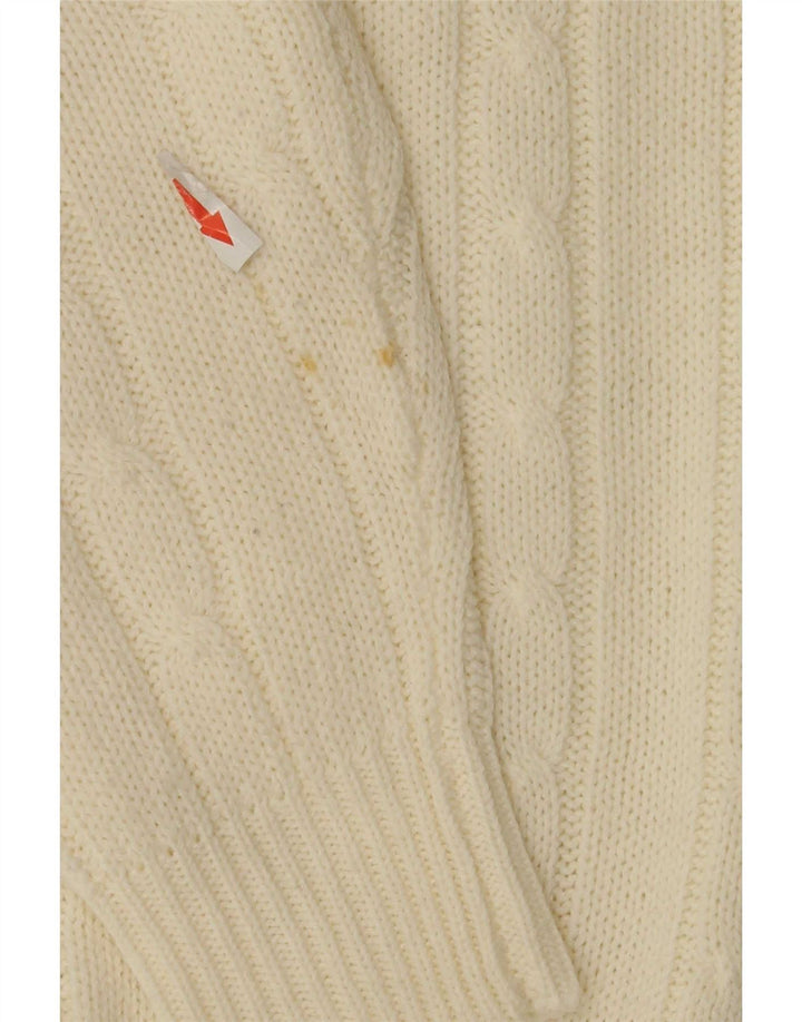 Maglione girocollo da uomo vintage grande in acrilico bianco sporco