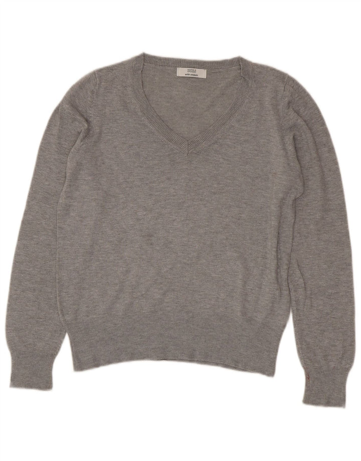 Maglione corto con scollo a V da donna Marks & Spencer UK 14 Grigio medio