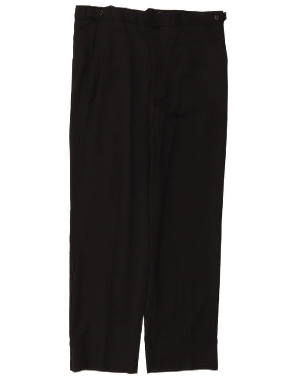 Pantaloni da abito dritti da uomo Marks & Spencer W34 L31 lana nera