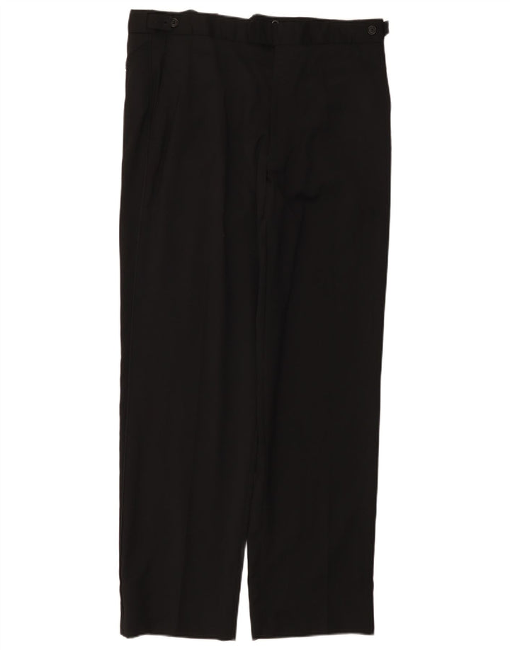 Pantaloni da abito dritti da uomo Marks & Spencer W34 L31 lana nera