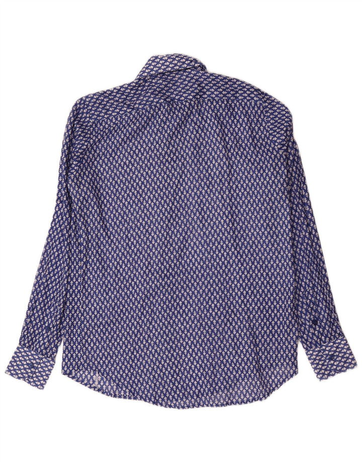 Camicia vintage da uomo blu medio floreale