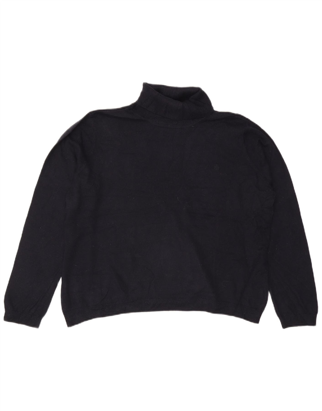 RALPH LAUREN Maglione maglione da donna con collo alto UK 20 2XL Seta blu navy