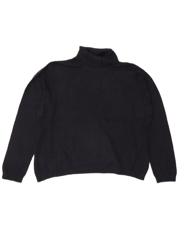 RALPH LAUREN Maglione maglione da donna con collo alto UK 20 2XL Seta blu navy