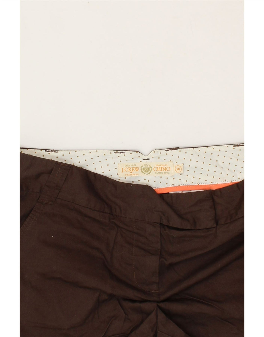 J. CREW Womens Broken In Chino Shorts US 6 Medium W32  Brown Cotton Vintage J. Crew and Second-Hand J. Crew from Messina Hembry 