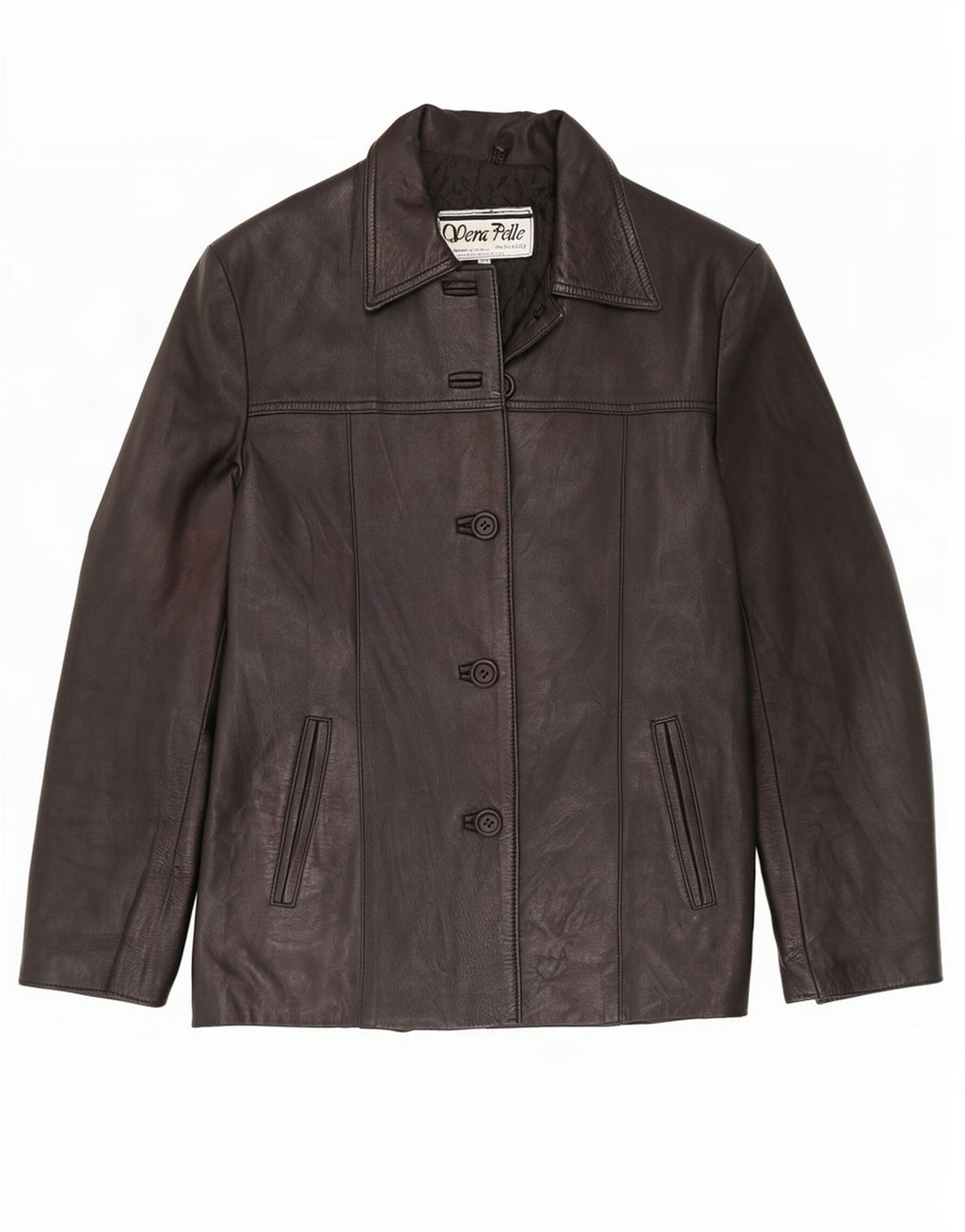 Giacca in Pelle Donna Lavorazione Artigiana IT 44 Media Nera Classica