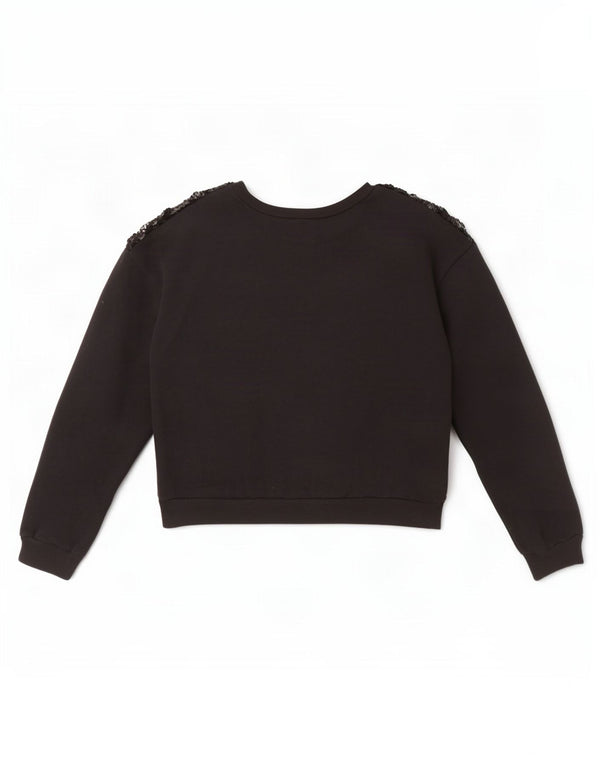 Hollister Womens Crop Sweatshirt Jumper UK 16 Large Black