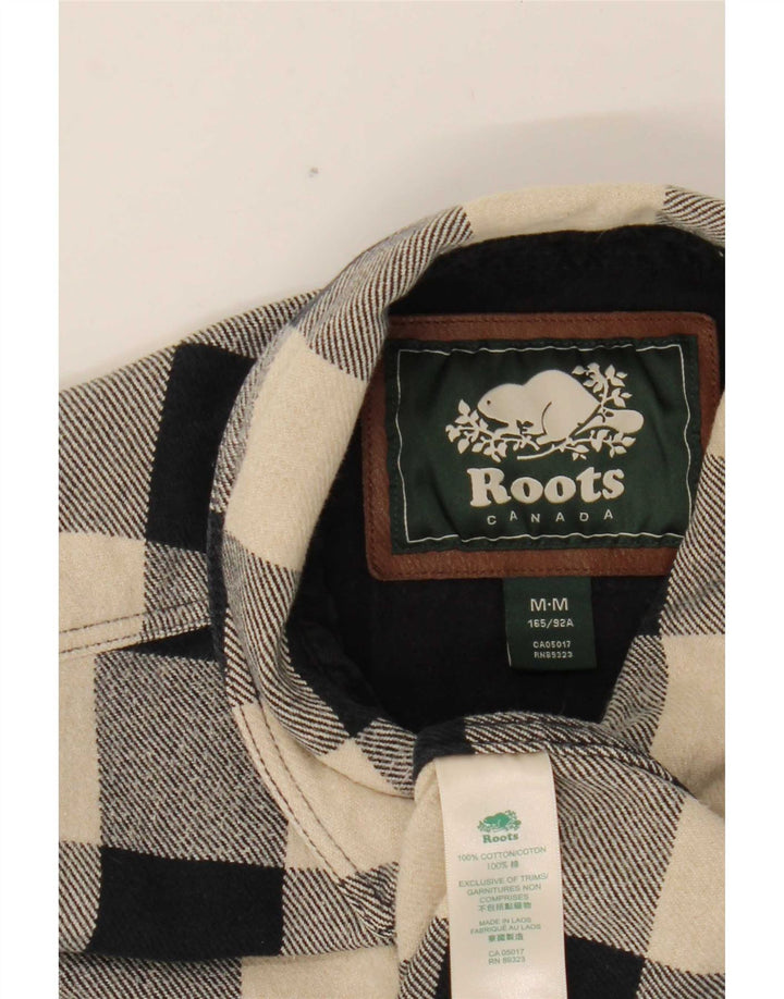 Camicia in flanella canadese da donna Roots UK 14 cotone a quadretti nero medio