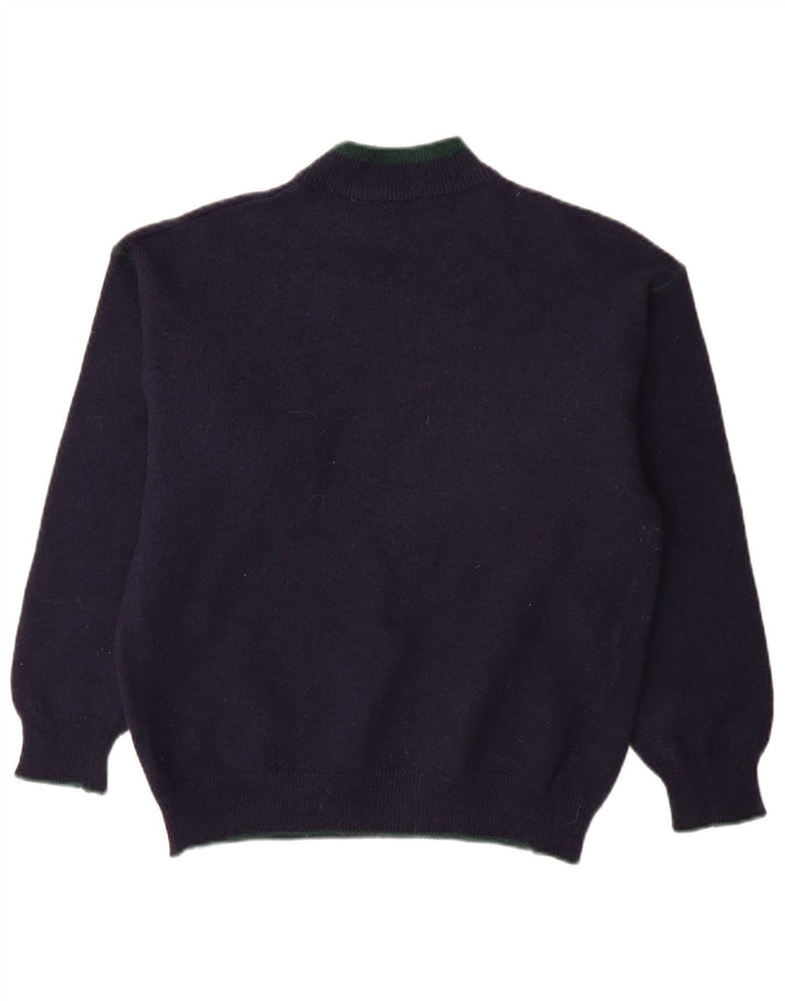 Maglione vintage da uomo con collo alto e lana di alpaca blu navy medio