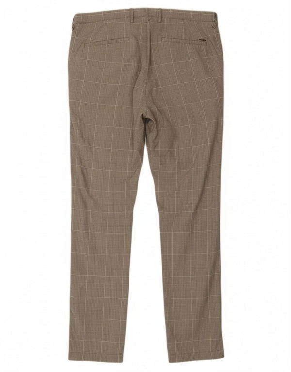 Pantaloni chino slim fit da uomo Hugo Boss IT 52 XL W36 L33 pied de poule grigio