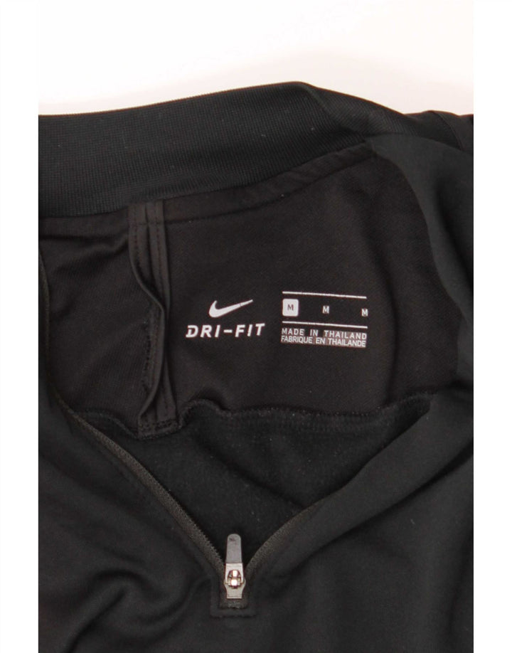 Top della tuta da ginnastica Nike Dri Fit con collo e zip da uomo, color block medio nero