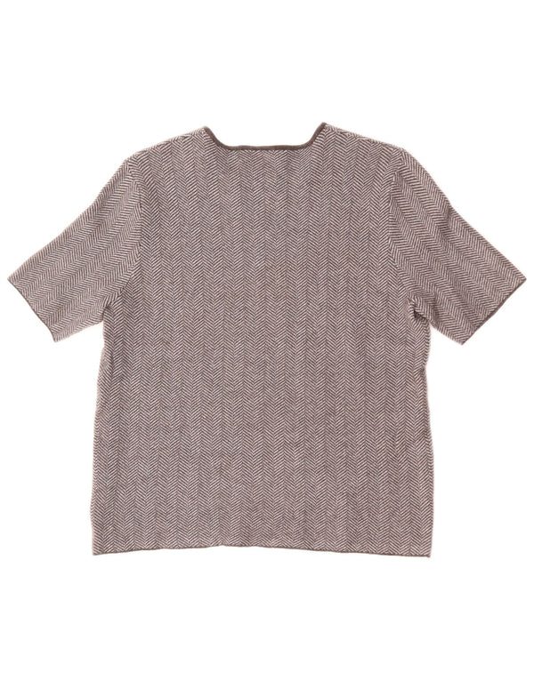 ZARA T-shirt da Donna Top UK 10 Small Grigio in viscosa a spina di pesce