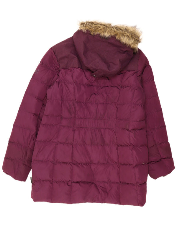 Jack Wolfskin Womens Hooded Padded Coat UK 20 2XL Burgundy Polyester