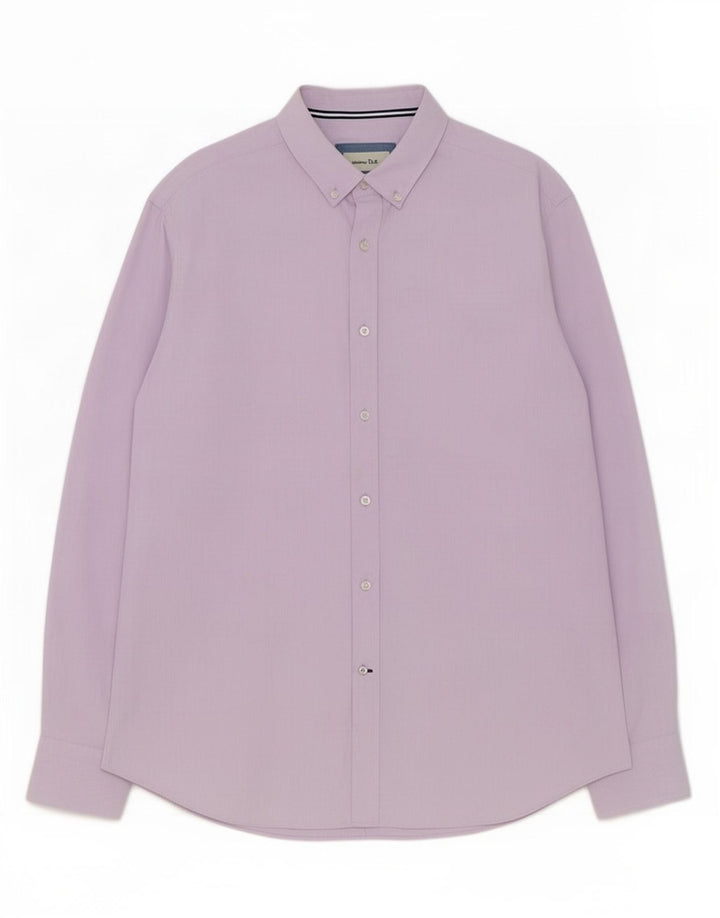 Camicia Uomo Massimo Dutti Grande Cotone Gessato Viola