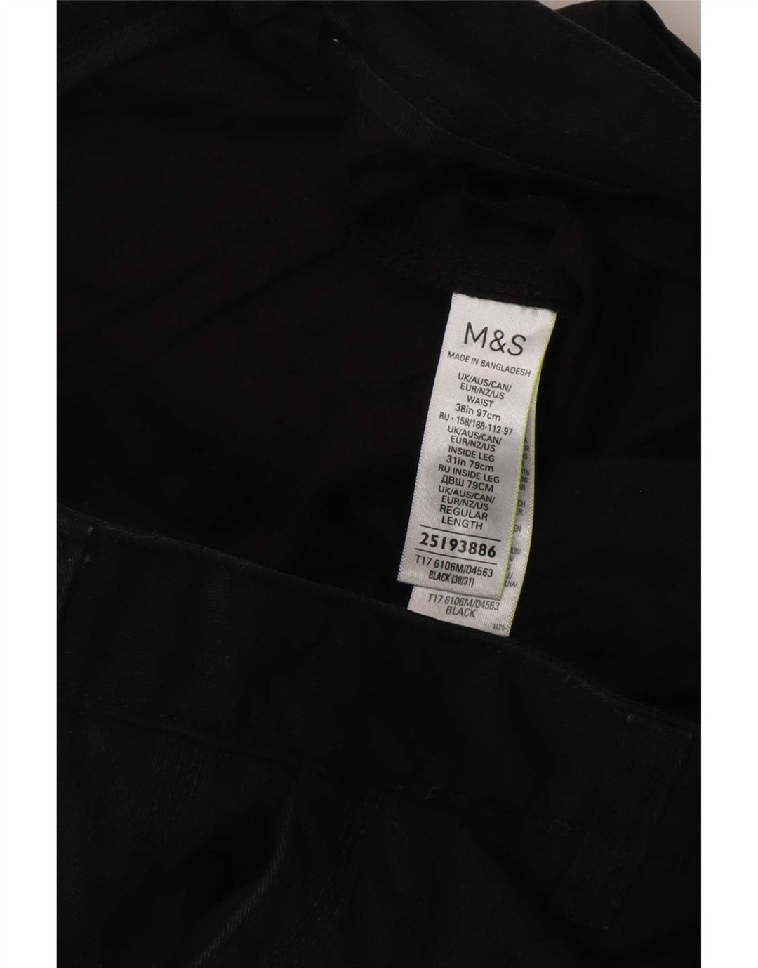Pantaloni cargo dritti da uomo Marks & Spencer W38 L31 cotone nero