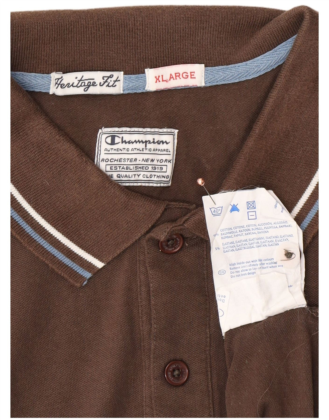 Polo da uomo CHAMPION Heritage Fit XL in cotone marrone