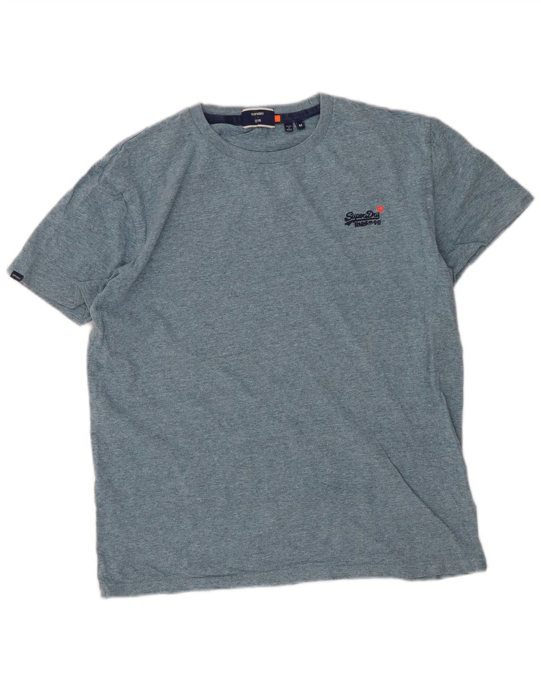 T-shirt da uomo SUPERDRY Top in cotone screziato blu medio