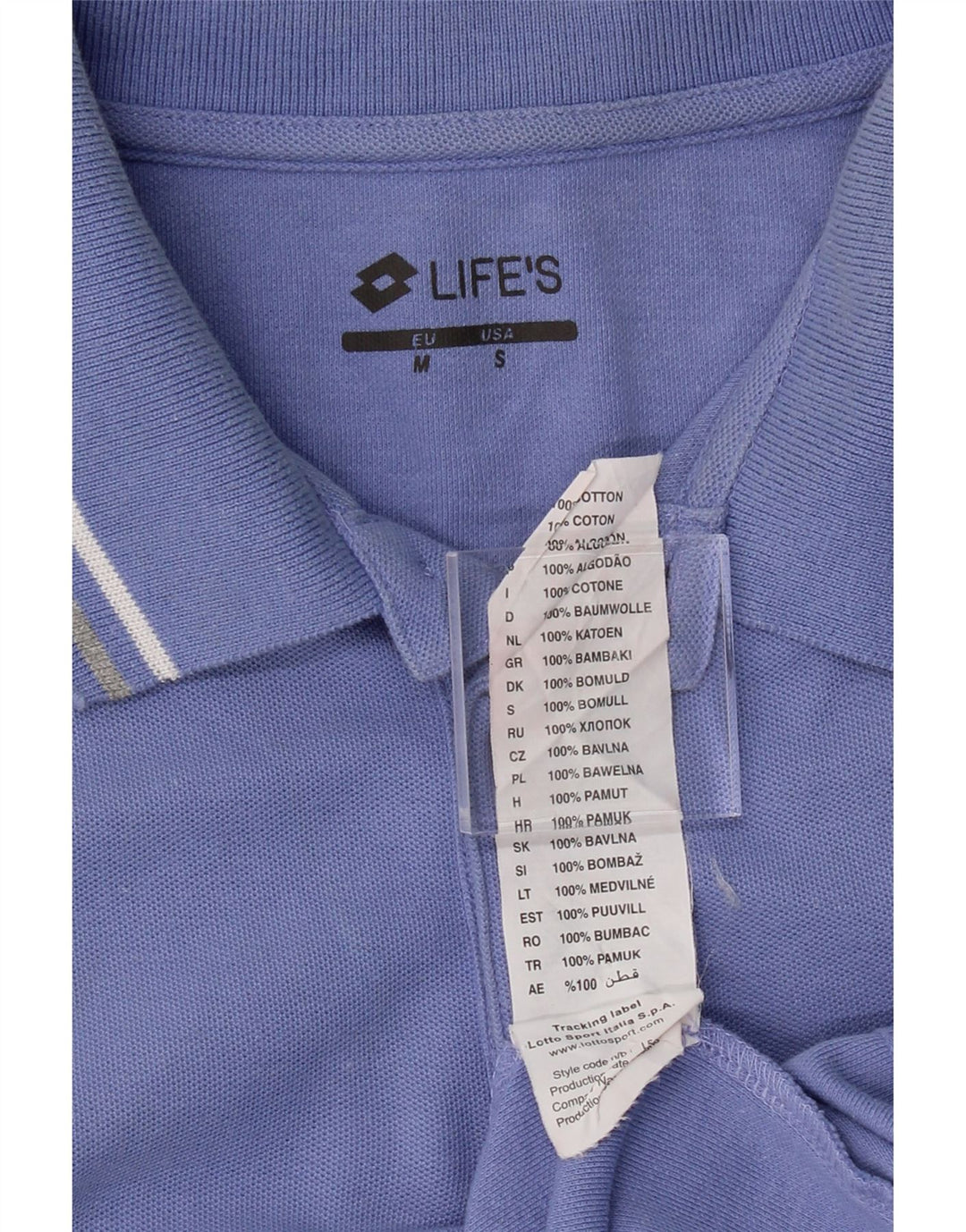 LOTTO Mens Life's Polo Shirt Medium Purple Cotton Vintage Lotto and Second-Hand Lotto from Messina Hembry 