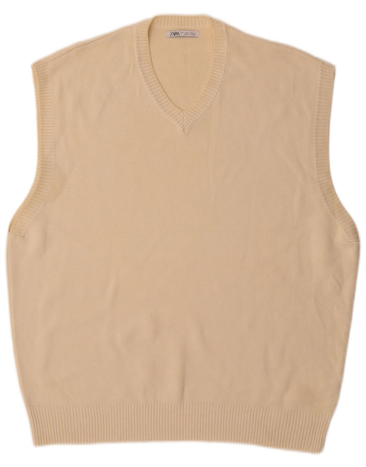 Canottiera da uomo Zara Canotta grande in cotone beige