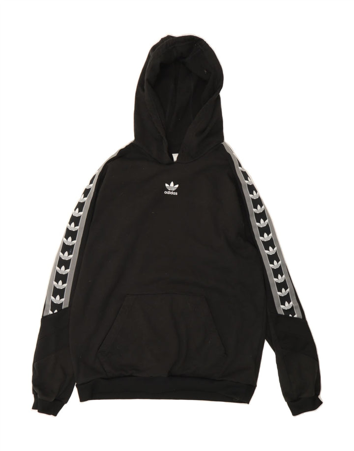 ADIDAS Womens Graphic Hoodie Jumper UK 14 Medium Black Polyester Vintage Adidas and Second-Hand Adidas from Messina Hembry 