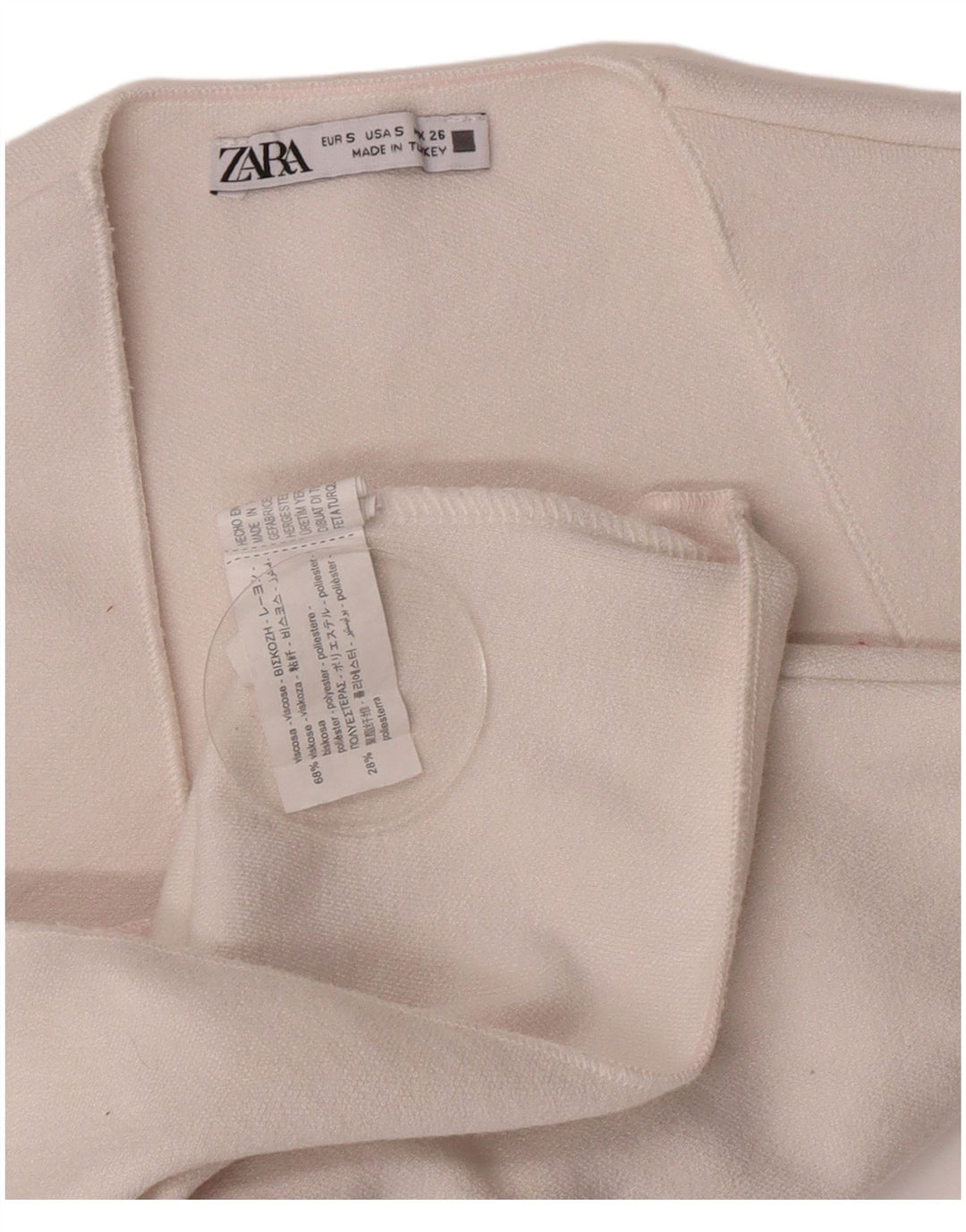 Top corto senza maniche da donna Zara in camicetta UK 8 piccola in viscosa bianca