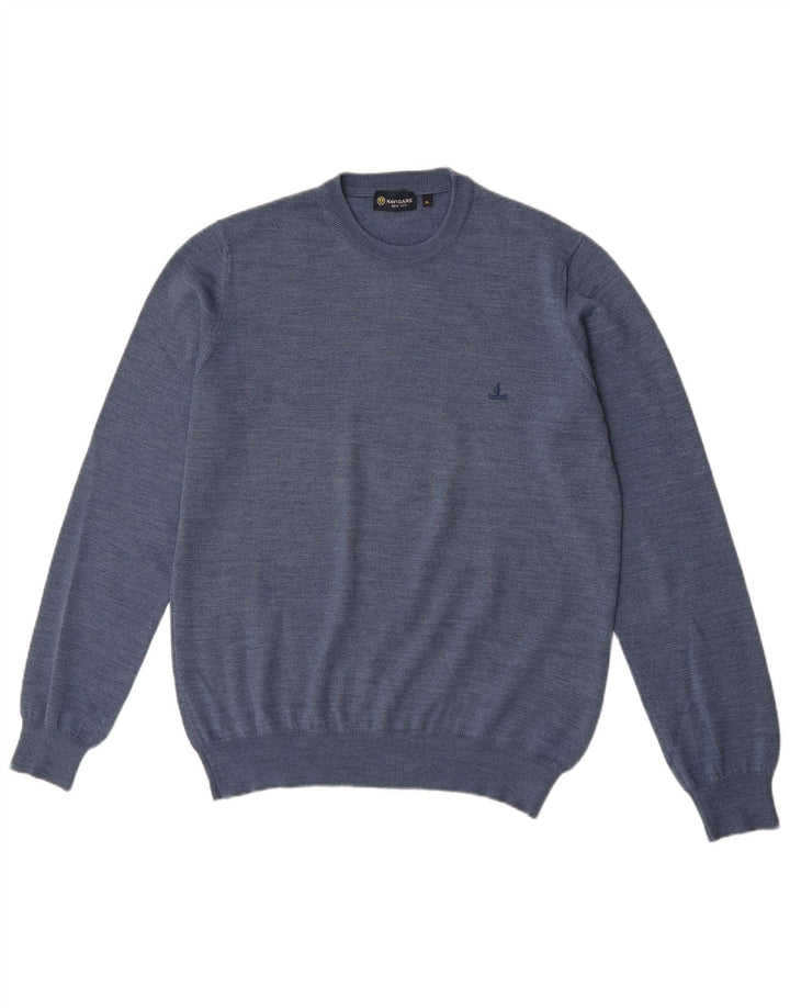 Maglione maglione girocollo da uomo Navigare XL in lana blu