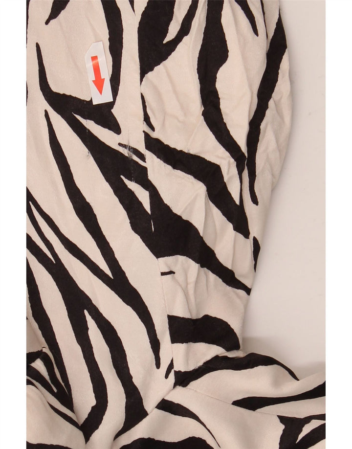 Giacca blazer aperta da donna con maniche a 3/4 Zara UK 14 stampa animalier bianca media