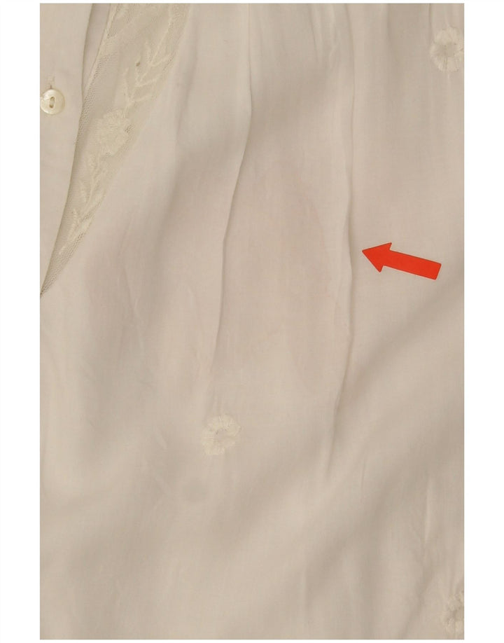 Camicetta Zara Trafaluc da donna UK 14 Poliestere floreale bianco medio
