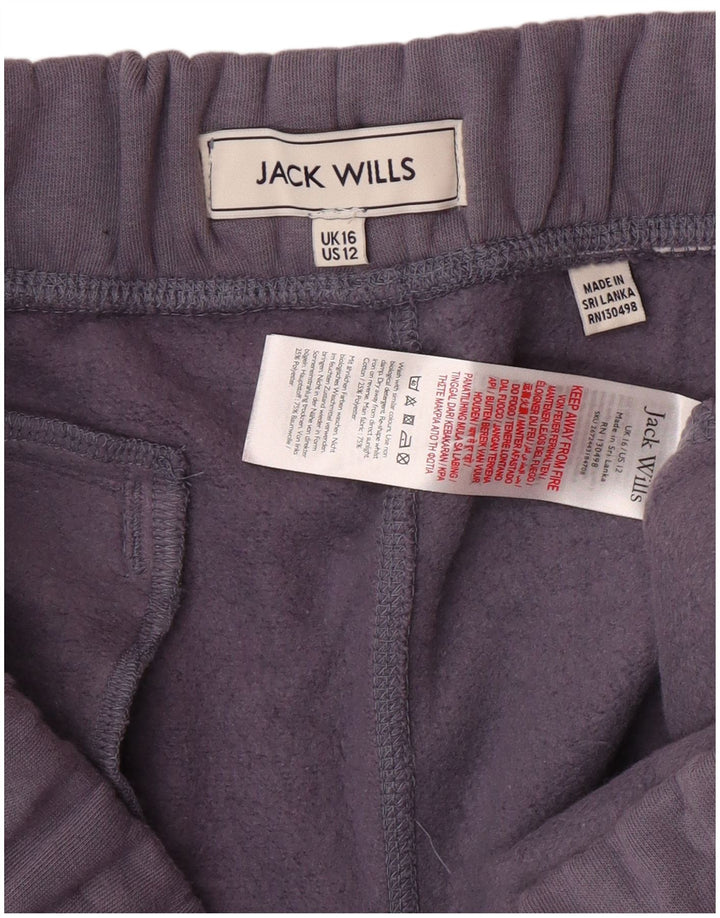 JACK WILLS Pantaloni da tuta da donna Joggers UK 16 Large Viola Cotone