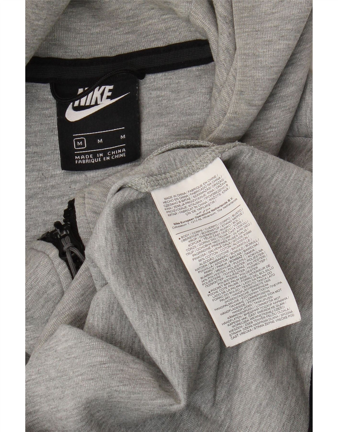 Felpa con cappuccio e zip Nike da uomo in cotone grigio medio