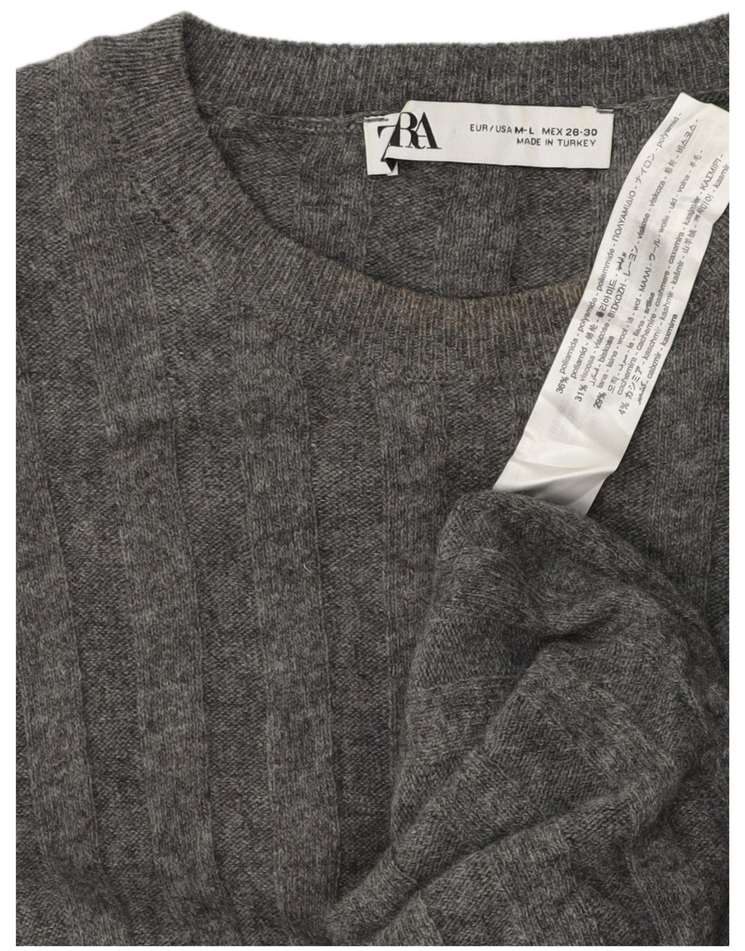 Maglione girocollo oversize a girocollo oversize da donna Zara UK 16 Large Grigio