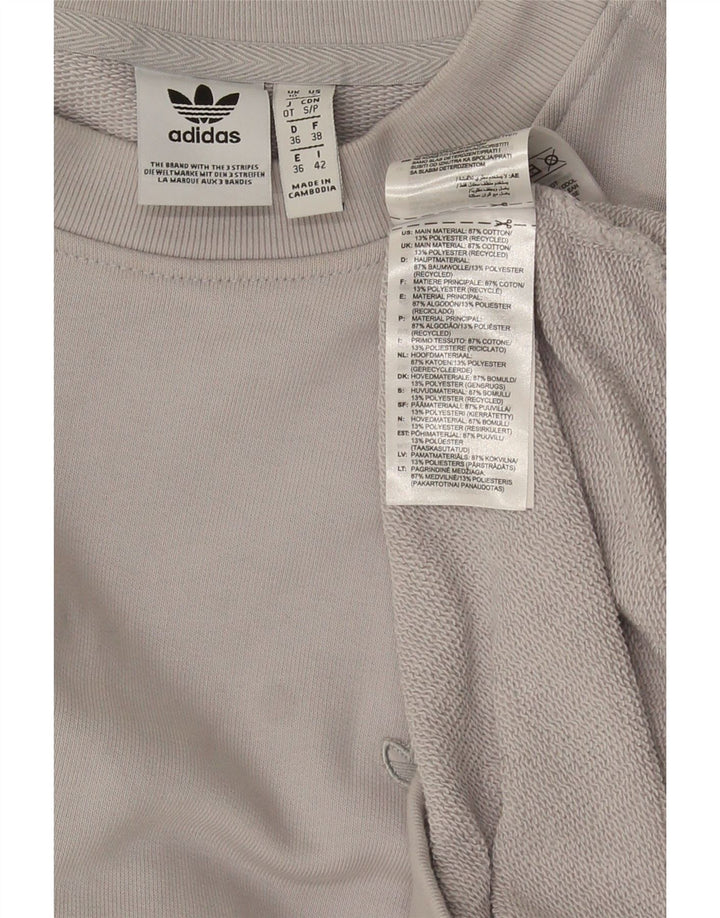 Felpa oversize da donna Adidas maglione UK 10 piccolo cotone grigio
