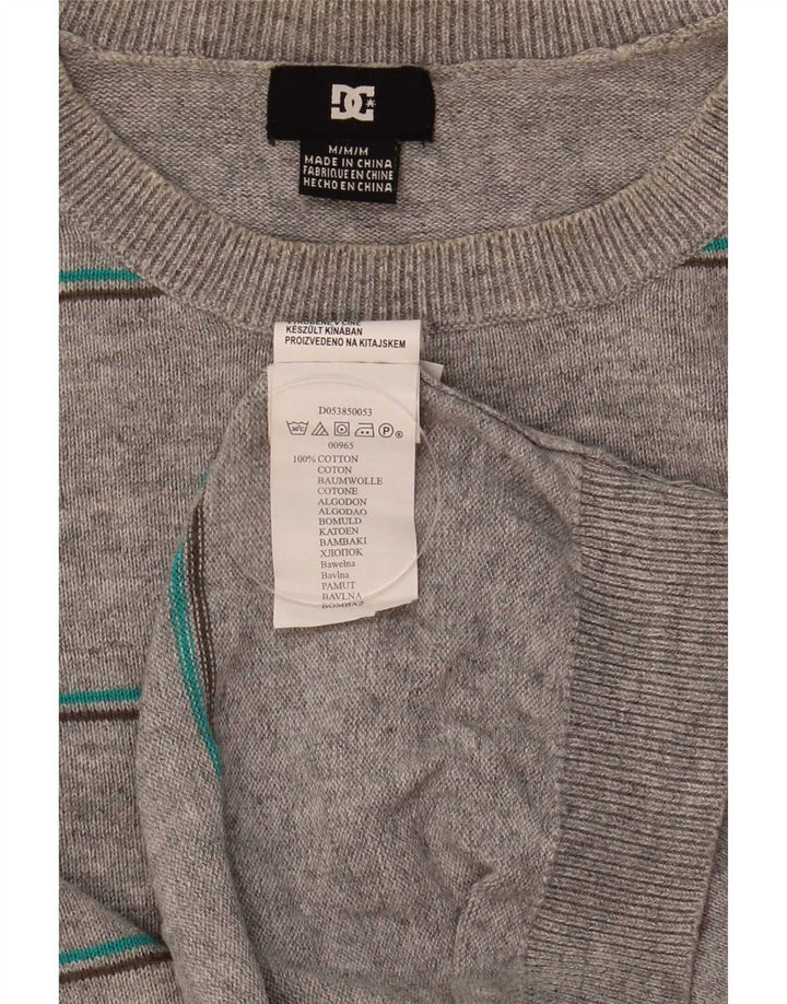 Maglione DC da uomo girocollo in cotone a righe grigio medio