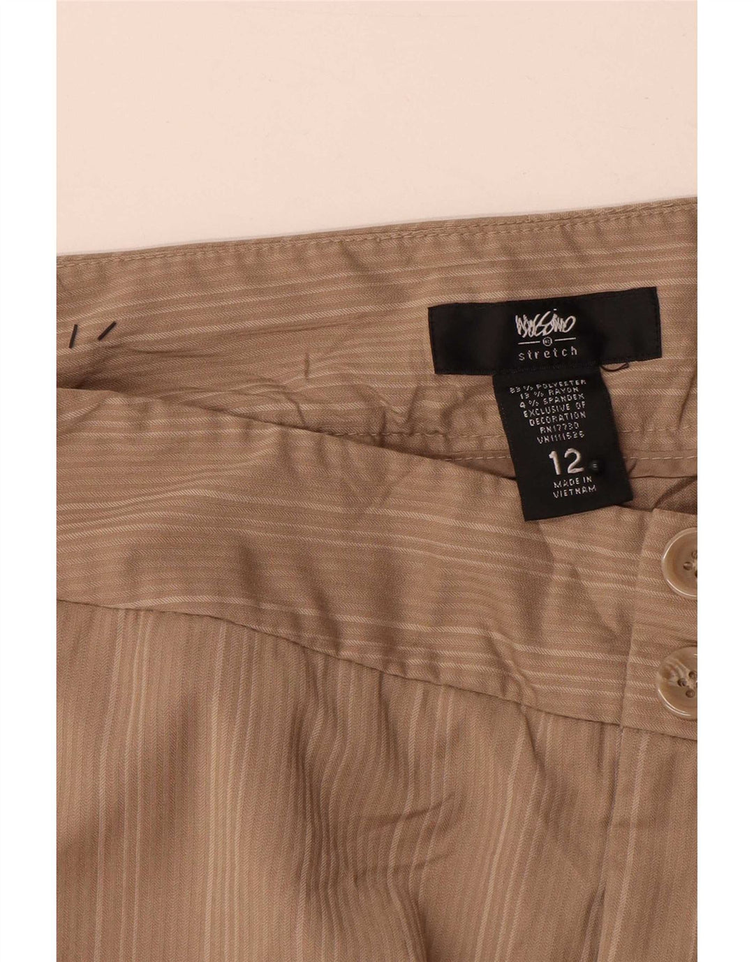 Pantaloncini chino da donna Mossimo US 12 Large W32 Poliestere a righe beige
