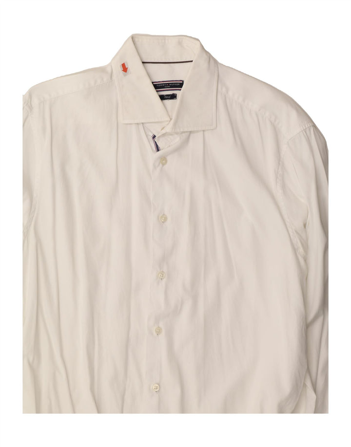 TOMMY HILFIGER Mens Fitted Shirt Size 16 41 Large White Vintage Tommy Hilfiger and Second-Hand Tommy Hilfiger from Messina Hembry 