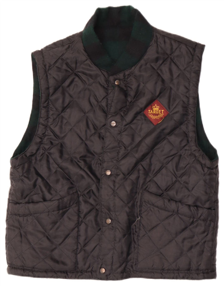 Gilet trapuntato da uomo vintage UK 38 medio nero