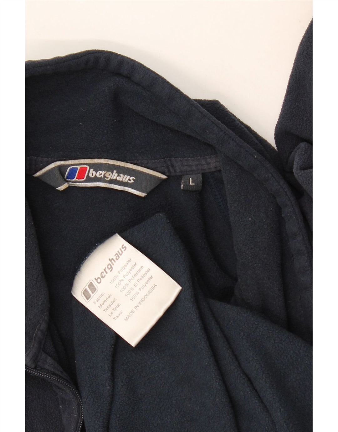 BERGHAUS Maglione in pile da uomo con zip e collo, grande, in poliestere blu navy