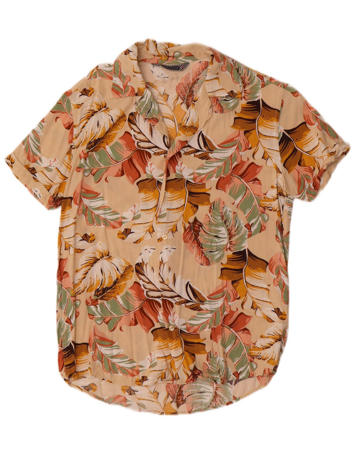 Camicia da uomo Marrakech in cotone floreale beige medio