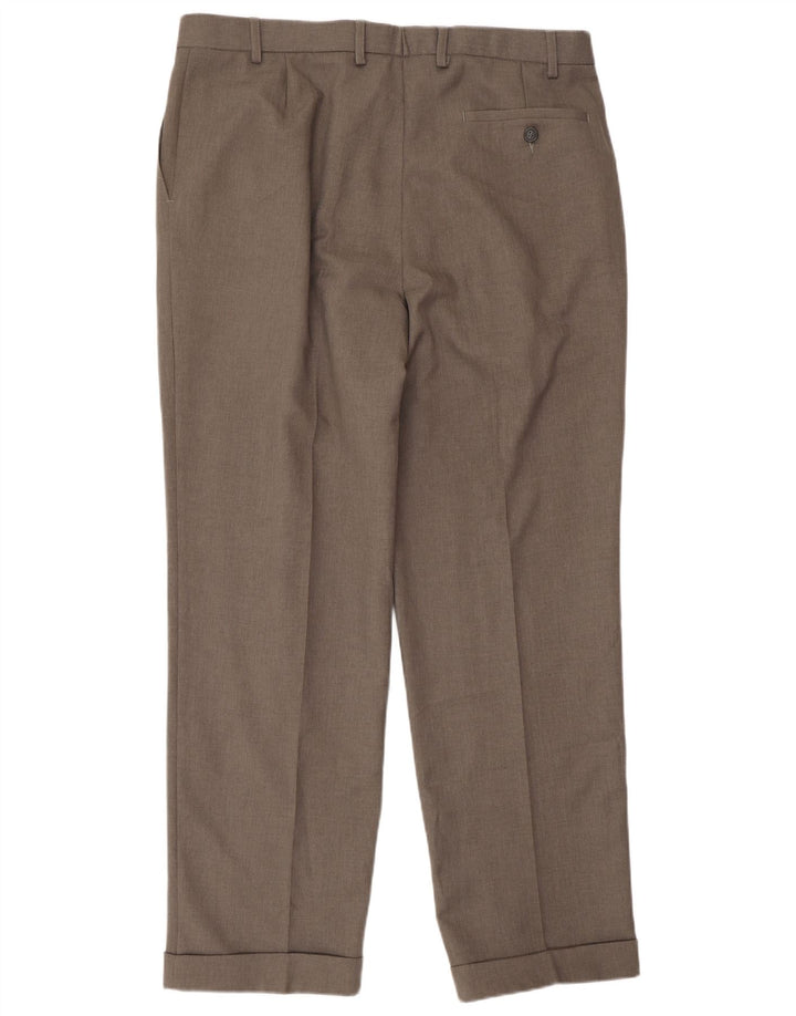 Pantaloni da abito con pegging da uomo Marks & Spencer W36 L31 poliestere grigio