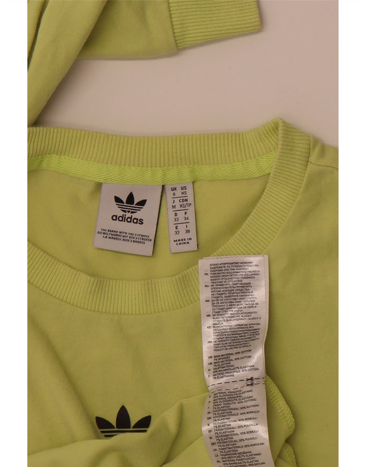 Top grafico da donna ADIDAS manica lunga UK 6 XS cotone verde