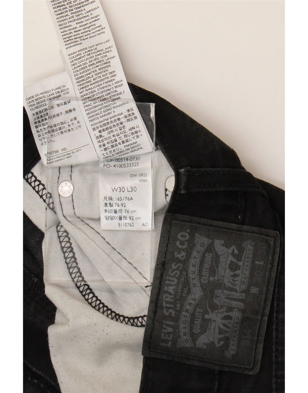 Levi's Uomo 514 Jeans dritti W30 L30 Cotone Nero