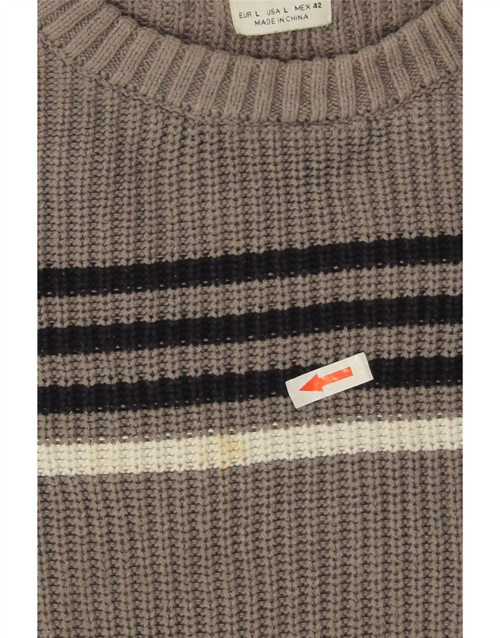 Maglione girocollo da uomo Zara a righe grandi grigie