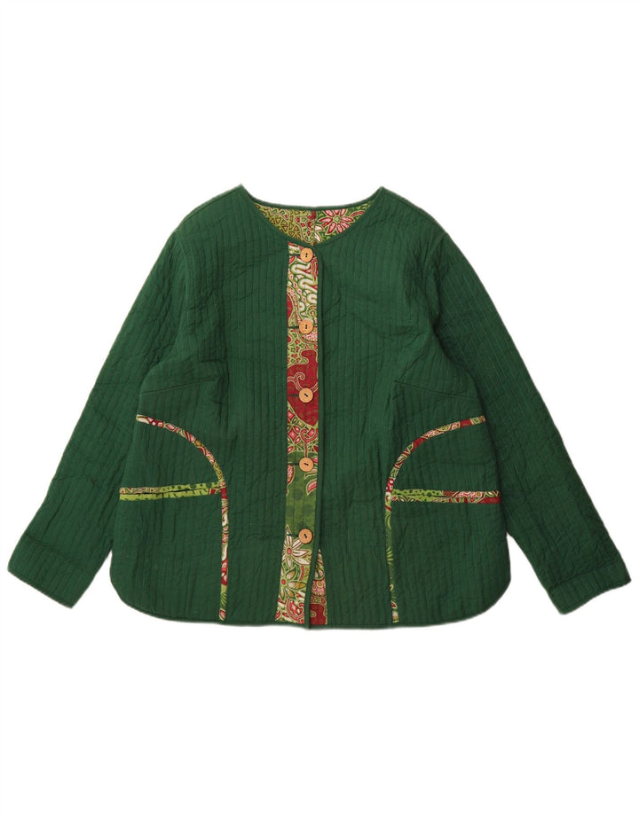 DW-Shop Giacca reversibile da donna EU 46 XL Cotone floreale verde