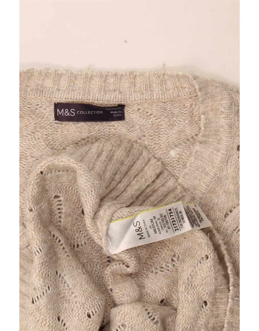 Maglione oversize con scollo a V da donna Marks & Spencer UK 14 Beige medio