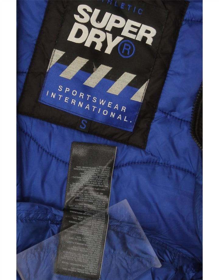 Giacca imbottita con cappuccio da uomo SUPERDRY UK 36 piccola in nylon nero
