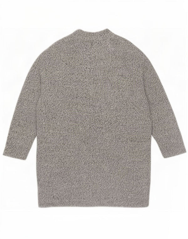 Maglione cardigan aperto da donna Zara UK 16 grande poliestere grigio