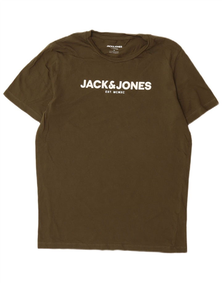 T-shirt grafica da uomo Jack & Jones Top piccola in cotone kaki
